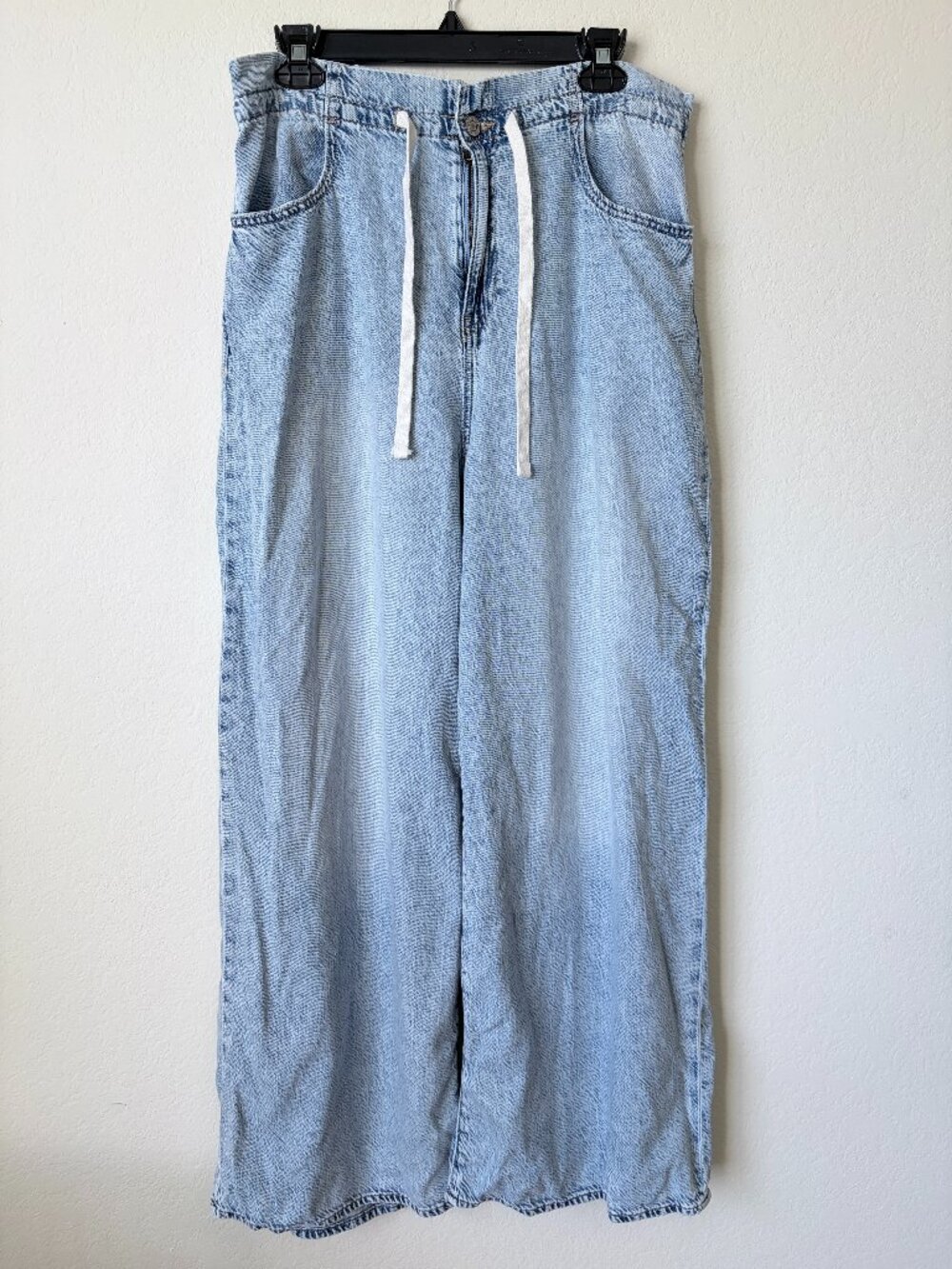 GAP Pants Womens Large Lightwash Blue Baggy Drawstring Wide Leg Relaxed Jeans L